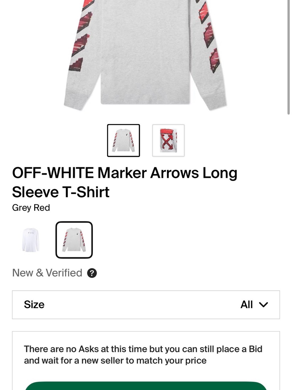 Off-White Grey Crewneck Sweater with Red Marker Arrow Sleeves